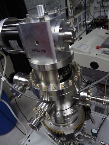 Researchers at NASA's Jet Propulsion Laboratory in Pasadena, California, use a cryostat instrument, nicknamed "Himalaya," to study the icy conditions under which comets form. (NASA/JPL-Caltech)