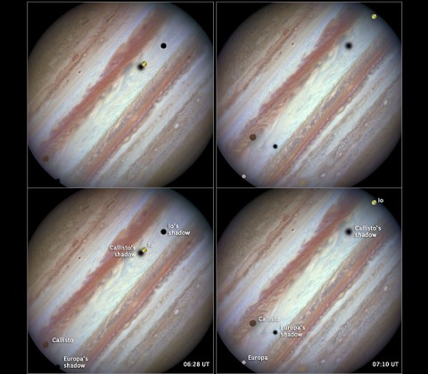Hubble Captures Rare Triple-Moon Conjunction of Jupiter's largest moons: Europa, Callisto, and Io. (NASA, ESA, and the Hubble Heritage Team (STScI/AURA)) Hubble Captures Rare Triple-Moon Conjunction of Jupiter's largest moons: Europa, Callisto, and Io. (NASA, ESA, and the Hubble Heritage Team (STScI/AURA))