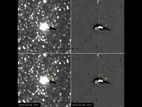 The moons Nix and Hydra are visible in a series of images taken by the New Horizons spacecraft. (NASA/Johns Hopkins APL/Southwest Research Institute)