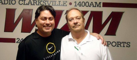 Gabe Segovia with Hank Bonecutter at the WJZM studios, Clarksville after a two hour interview about the discovery of his cancer. 