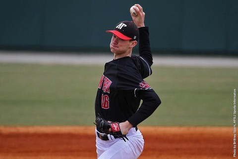 Austin Peay pitcher Jared Carkuff throws seven scoreless innings to power Govs to 11-0 victory over Middle Tennessee. (APSU Sports Information)