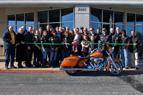 Clarksville-Montgomery County Green ribbon cutting for Appleton Harley Davidson.