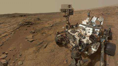 This self-portrait of NASA's Mars rover Curiosity combines dozens of exposures taken by the rover's Mars Hand Lens Imager (MAHLI) during the 177th Martian day, or sol, of Curiosity's work on Mars (Feb. 3, 2013), plus three exposures taken during Sol 270 (May 10, 2013) to update the appearance of part of the ground beside the rover. 