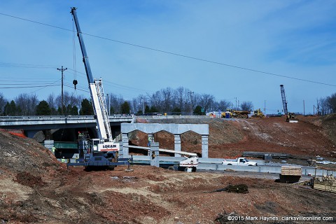 TDOT construction of the bridge bents, or support structures, is currently underway at Rossview road.