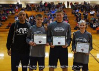 Terry Boykin gave service awards to Caden McKinnis from Auburn Middle School, Jacob Naylor from Russellville Middle School and Blayke Bingham from Olmstead Middle School.