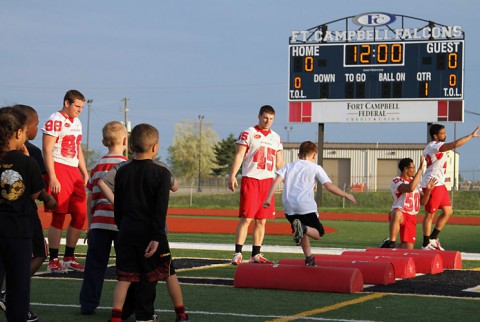 Austin Peay Football holds clinic at Fort Campbell, has final walk through for Red-White game Saturday. (APSU Sports Information)