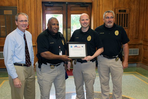 Larry Vannozzi, APSU Police Sgt. Derrick Oliver, Kasitz and Lt. Sammie Williams. (APSU / Charles Booth)