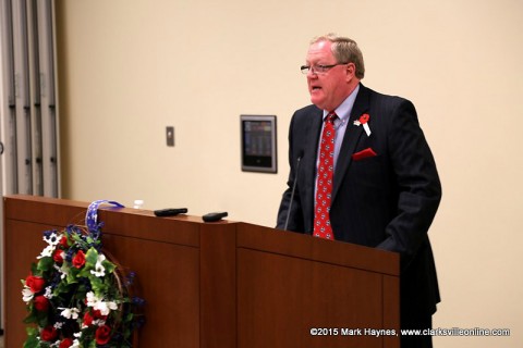 Tennessee Department of Veterans Services Deputy Commissioner Wendell Cheek gives the Memorial Day address.