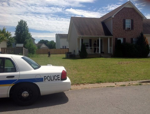 Clarksville Police surrounding house.