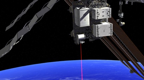 This artist's rendition shows OPALS operating from the International Space Station. (NASA/JPL-Caltech) This artist's rendition shows OPALS operating from the International Space Station. (NASA/JPL-Caltech)