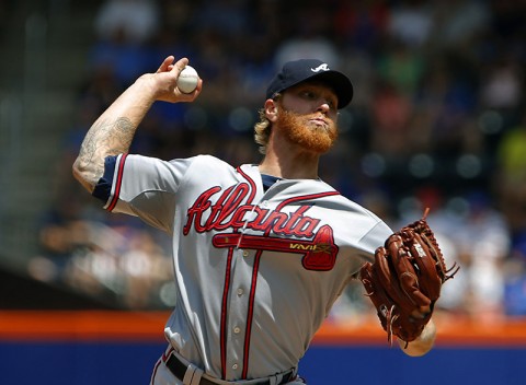 Atlanta Braves starting pitcher Mike Foltynewicz (48) delivers a pitch in the first inning against the New York Mets at Citi Field. (Noah K. Murray- USA TODAY Sports)