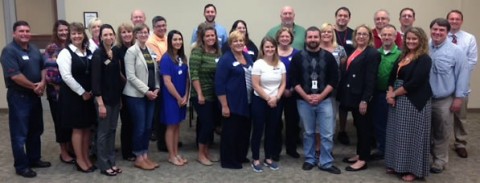 Attendees for the Certification refresher class pictured from left to right: Barry Batson, Budweiser of Clarksville; Tammie Matthews, Campbell Crossing, Lend and Lease; Kathy Jones, Campbell Crossing, Lend and Lease; Melinda Shepherd, Clarksville Area Chamber of Commerce; Shea Bradford, Stone, Rudolph & Henry, PLC; Judy Gebers, Frontier Basement Systems; Steve Springer, Stone, Rudolph & Henry, PLC; Annie Herlocker, Montgomery County Public Library; Jeff Battles, Jostens: Lacey Groves, Clarksville Area Chamber of Commerce; Kathryn Norbeck, Clarksville Restore; Rachel  Friend, Trane; John Jackson, Clarksville Department of Electricity; Kim Doll, Red Knight Distribution; Sherrie Mun, Legends Bank; Rachel Zalewski, Red Knight Distribution; Diana Griffin, Mainstream Heating & Cooling; Mike Daly, Agero;  Jarrod Wiliams, Jostens; Debbie Payne, Screaming Eagle Ready Mix; Chip Ballard, Agero; Patti Sinclair, Moore Magnet School; Al Kertis, Jostens; Doug Wilson, Jostens; Chad Crocker, Nyrstar; Erin Bonner, Jostens; Donald Haynes, Florim, USA and Joey Smith, Montgomery County Health Department.