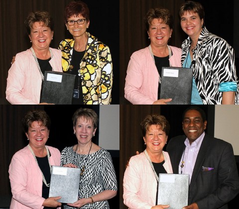 (Top L to R) Deborah Varallo, chair of Leadership Middle Tennessee; Diane Berty, Vice President, Tennessee Independent Colleges & Universities Association; Elizabeth Black, Communications Director, Montgomery County Government; Sherryl Byrd, Vice President for Student Affairs, Austin Peay State University; Mark A. Kelly, COO/Broker, Keller Williams Realty--The Air Assault Team.