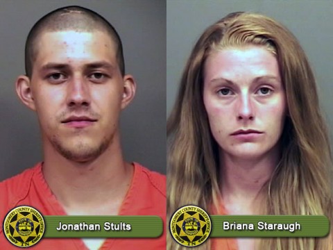 Jonathan Stults and Briana Staraugh have been arrested theft of service.