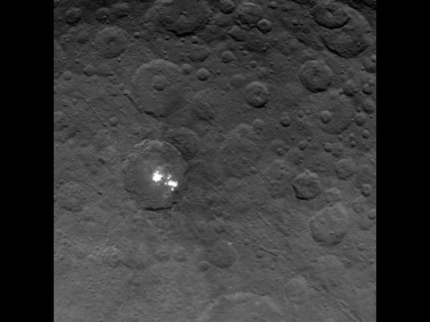 The brightest spots on dwarf planet Ceres are seen in this image taken by NASA's Dawn spacecraft on June 6, 2015. (NASA/JPL-Caltech/UCLA/MPS/DLR/IDA)