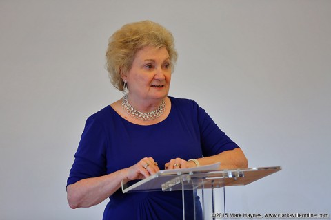 Author Sue Freeman Culverhouse speaking at the June Montgomery County Historical Society meeting.