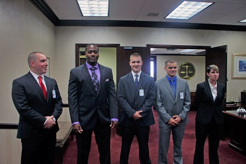 (Left to Right) Joseph Krzan, Jarreil Peoples, Gannon Gray, Matthew Johnson, and Barbara Middleton.