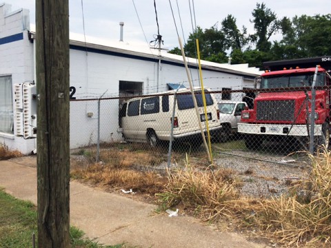 Clarksville Police respond to accident on College Street where a van runs into a building.