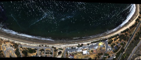 AVIRIS-NG red-green-blue (visible) aerial image of the Refugio Incident oil spill, showing oil on the water and on nearby Santa Barbara Channel beaches. (NASA/JPL-Caltech)