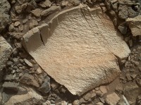 A rock fragment dubbed “Lamoose” is shown in this picture taken by the Mars Hand Lens Imager (MAHLI) on NASA’s Curiosity rover. (NASA/JPL-Caltech/MSSS)