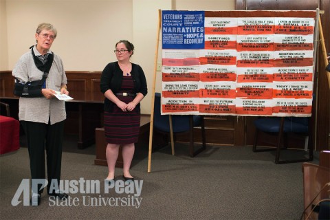 Cindy Marsh and APSU students presented an unique Goldsmith Press creation to the Montgomery County Veterans Treatment Court