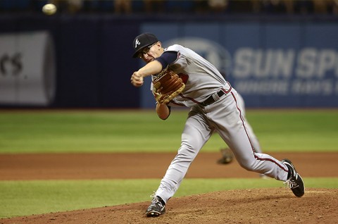 Atlanta Braves starting pitcher Matt Marksberry (66) throws a pitch during the seventh inning against the Tampa Bay Rays at Tropicana Field. (Kim Klement-USA TODAY Sports)