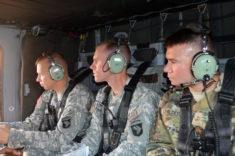 Leaders from 2nd Brigade Combat Team, 101st Airborne Division (Air Assault) go on a reconnaissance of the Fort Polk, La., training area during the Leaders Training Program Aug. 10, 2015. The Leadership Training Program is an eight day training event designed to enhance the brigade's ability to execute the military decision making process (MDMP) and conduct planning. (Maj. Ireka R. Sanders, 2nd Brigade Combat Team, 101st Airborne Division (Air Assault) Public Affairs)