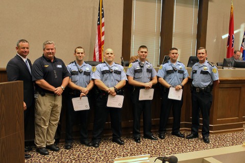 Montgomery County Sheriff's Deputies recognized for saving lives during Montgomery County Commission Meeting.