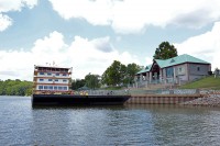 The Motor Vessel Mississippi is docked at McGregor Park in Clarksville, Tenn., Aug. 11, 2015, during a stop along the Cumberland River. (Mark Rankin, U.S. Army Corps of Engineers, Nashville District)