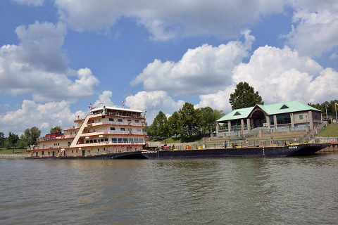 The Motor Vessel Mississippi made a brief stop at McGregor Park in Clarksville, Tenn., Aug. 11, 2015, during a recent stop along the Cumberland River. The vessel is the U.S. Army Corps of Engineers’ largest diesel towboat and flagship to the Mississippi River Commission, which is inspecting Corps of Engineers projects along the Cumberland River as part of the commission’s annual low water inspection trip. (Mark Rankin, U.S. Army Corps of Engineers, Nashville District)