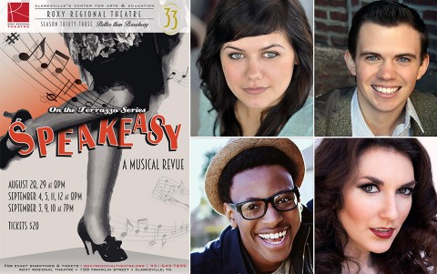 Roxy Regional Theatre's produciton of "Speakeasy" stars (Top L to R) Kelley Barker, Ryan Bowie, Michael Jemison and Rori Nogee.