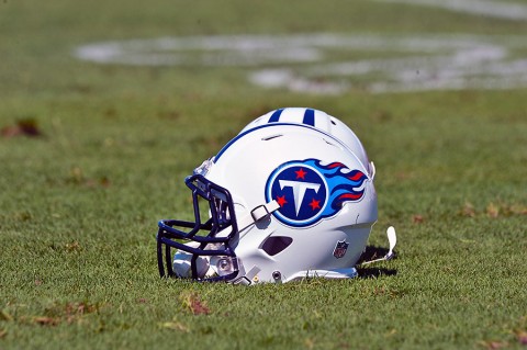 Tennessee Titans helmets on the field during training camp at Saint Thomas Sports Park. (Jim Brown-USA TODAY   Sports)