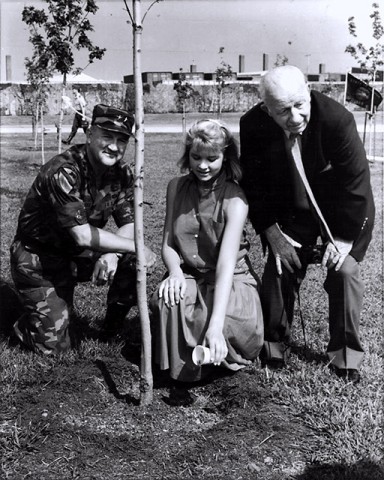 Retired 2nd Brigade Combat Team commander Col. Burton Patrick, Janice Nikkel and Frank Lockyear plant a tree to commemorate a life lost during the tragic Gander crash that occurred in 1985. The crash killed 248 Soldiers from the 2nd Brigade Combat Team, 101st Airborne Division that were en route to Fort Campbell from Gander, Newfoundland, Canada, following a peacekeeping mission in Egypt. (Courtesy photo)