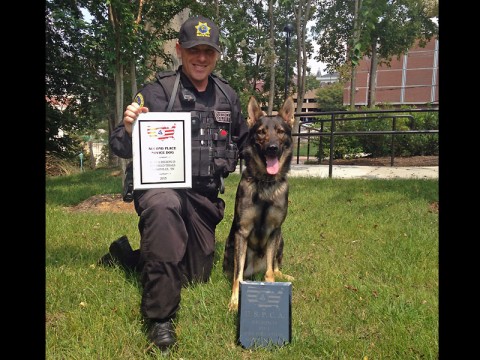 Montgomery County Sheriff’s Office Deputy Chris Bedell and his K-9 dog Merlin.