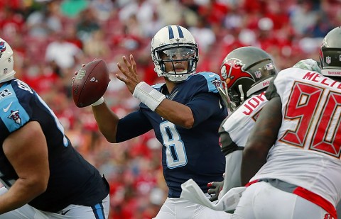 Tennessee Titans quarterback Marcus Mariota (8) throws the ball against the Tampa Bay Buccaneers during the second half at Raymond James Stadium. Tennessee Titans defeated the Tampa Bay Buccaneers 42-14. (Kim Klement-USA TODAY Sports) Tennessee Titans quarterback Marcus Mariota (8) throws the ball against the Tampa Bay Buccaneers during the second half at Raymond James Stadium. Tennessee Titans defeated the Tampa Bay Buccaneers 42-14. (Kim Klement-USA TODAY Sports)
