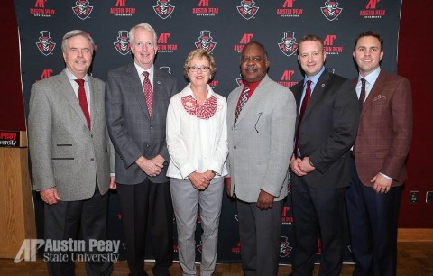 2015 Alumni Award winners Fred Landiss, Mike O’Malley, Maggie Kulback, Dr. Joe Greer, Chad Kimmel and Michael Wall.