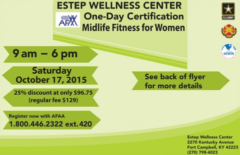 Fort Campbell MWR announces AFAA Midlife Fitness for Women Certification Workshop 