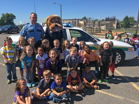 Montgomery Conty School Resource Officers Division's new Mascot “Copper the K-9” debuted to Woodlawn Elementary School’s Kindergarten classes.