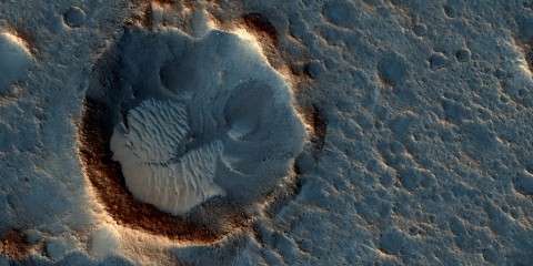 This May 2015 image from the HiRISE camera on NASA's Mars Reconnaissance Orbiter shows a location on Mars associated with the best-selling novel and Hollywood movie, "The Martian." (NASA/JPL-Caltech/Univ. of Arizona)