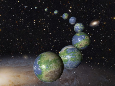 This is an artist's impression of innumerable Earth-like planets that have yet to be born over the next trillion years in the evolving universe.(NASA, ESA, and G. Bacon (STScI))