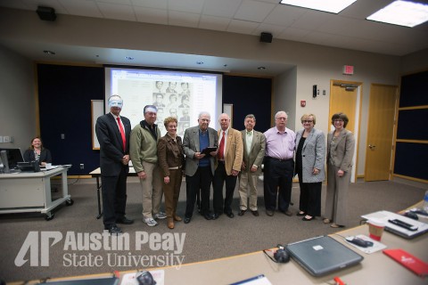 Dr. Solie Fott and other former members of faculty senate are honered for the 40th anniversary of the founding of faculty senate on Thursday, Nov. 19, 2015 at Austin Peay State University. (Cassidy Graves, APSU) 