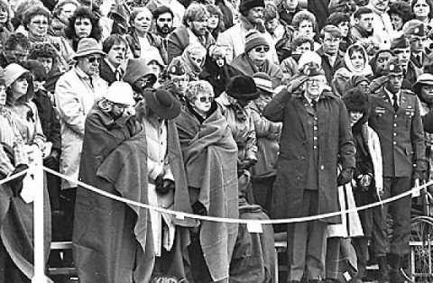 A past remembrance ceremony for Soldiers who perished at Gander, Newfoundland International Airport on their way back to Fort Campbell after a six-month peacekeeping deployment to the Sinai Peninsula is pictured. A ceremony has been held ever since the crash on Dec. 12, 1985. (Courtesy photo)