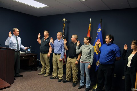 Montgomery County Sheriff John Fuson swears in the new Deputies.