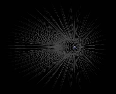 This illustration shows Earth surrounded by theoretical filaments of dark matter called "hairs." (NASA/JPL-Caltech) This illustration shows Earth surrounded by theoretical filaments of dark matter called "hairs." (NASA/JPL-Caltech)