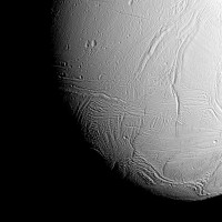 The south polar region of Saturn's active, icy moon Enceladus awaits NASA's Cassini spacecraft in this view, acquired on approach to the mission's deepest-ever dive through the moon's plume of icy spray. (NASA/JPL-Caltech)