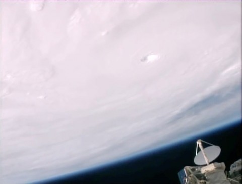 RapidScat's antenna, lower right, was pointed at Hurricane Patricia as the powerful storm approached Mexico on Oct. 23, 2015. (NASA)