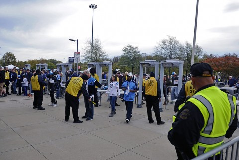 Fans pass through security prior to entering Nissan Stadium for the game between the Carolina Panthers and the Tennessee Titans. (Christopher Hanewinckel-USA TODAY Sports)