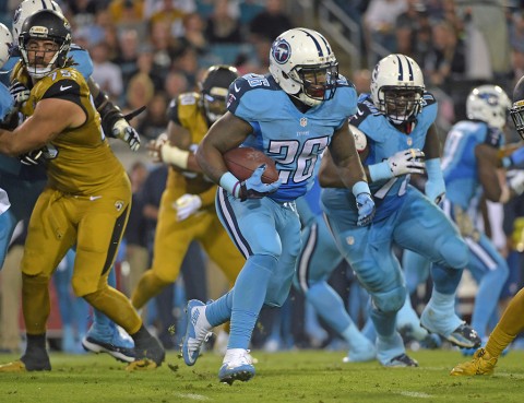 Tennessee Titans running back Antonio Andrews (26) carries the ball against the Jacksonville Jaguars during an NFL football game at EverBank Field. (Kirby Lee-USA TODAY Sports) Tennessee Titans running back Antonio Andrews (26) carries the ball against the Jacksonville Jaguars during an NFL football game at EverBank Field. (Kirby Lee-USA TODAY Sports)