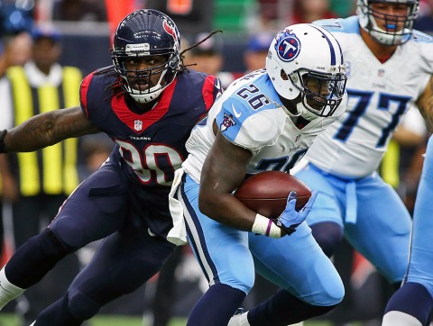 Tennessee Titans running back Antonio Andrews (26) rushes during the game against the Houston Texans at NRG Stadium. (Troy Taormina-USA TODAY Sports)