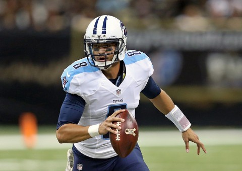 Tennessee Titans quarterback Marcus Mariota (8) looks to make a throw in the second quarter of their game against the New Orleans Saints at the Mercedes-Benz Superdome. (Chuck Cook-USA TODAY Sports) Tennessee Titans quarterback Marcus Mariota (8) looks to make a throw in the second quarter of their game against the New Orleans Saints at the Mercedes-Benz Superdome. (Chuck Cook-USA TODAY Sports)